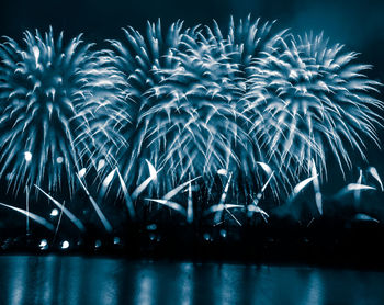Firework display at night