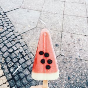 Close-up high angle view of ice cream cone