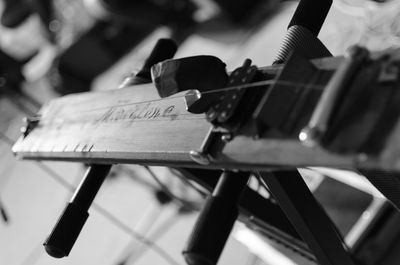 Close-up of wooden guitar