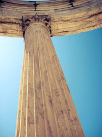 Low angle view of built structure against clear blue sky