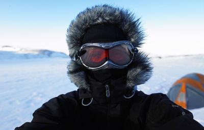 Portrait of mature man at camp on icelandic glacier