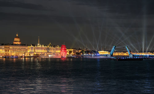 Illuminated city at night