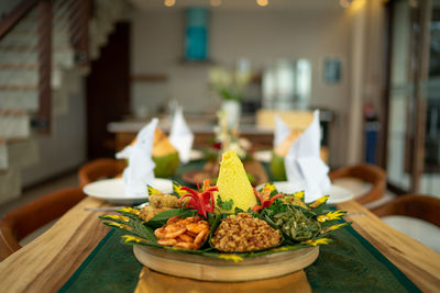 Close-up of food on table