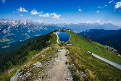 Scenic view of mountains against sky