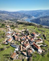 High angle view of townscape against sky