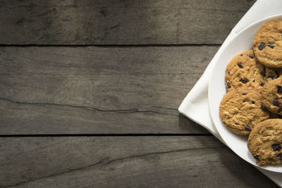 High angle view of cookies on table