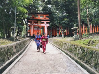 People walking in temple