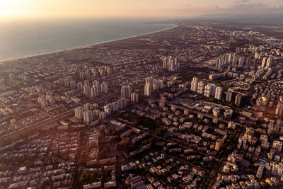 High angle view of buildings in city
