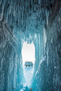 Frozen water in cave