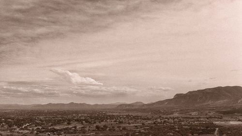 Scenic view of mountain range against sky