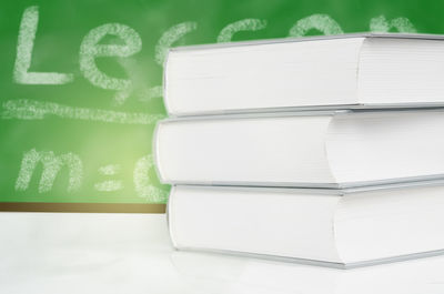 Close-up of books on table