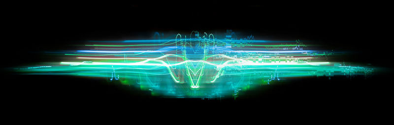 Light painting against black background