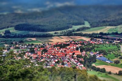 High angle shot of townscape