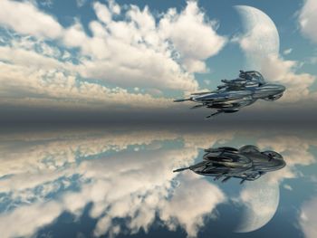 Reflection of cloudy sky in water