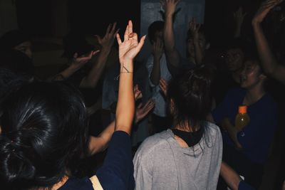 Rear view of people at music concert