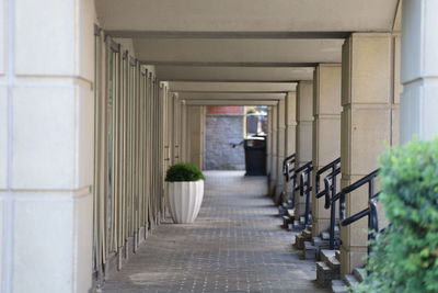 Rear view of man walking in tunnel