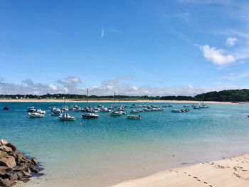 Scenic view of beach against sky - port des hôpitaux - mouillage de saint-michel - erquy bretagne