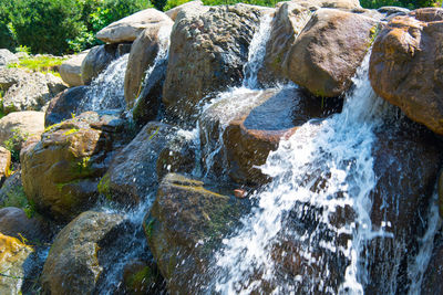 Water flowing through rocks