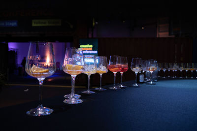 Wineglasses on table