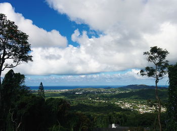 Scenic view of landscape against cloudy sky