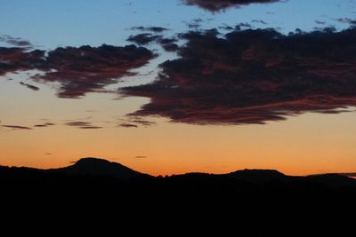 Scenic view of mountains at sunset