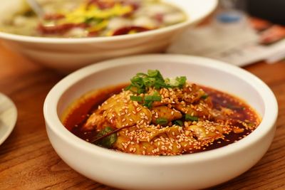 Close-up of food in bowl on table