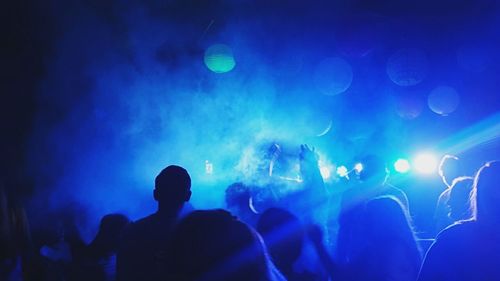 People enjoying concert at night