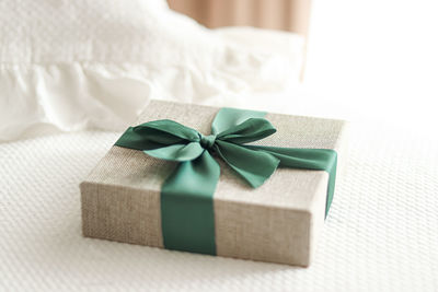 Close-up of gift box on table