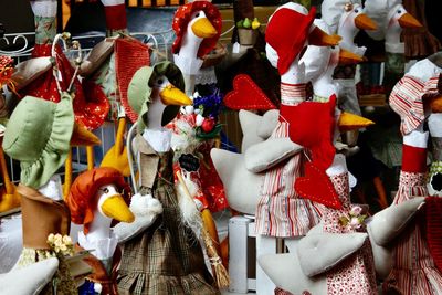 Duck puppets in a market