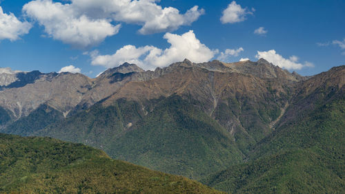 Panorama of the mountain peaks of krasnaya polyana