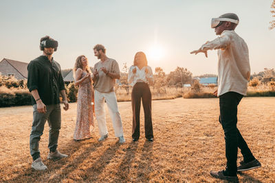 Group of friends standing on street