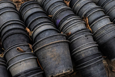 Full frame shot of stack of factory