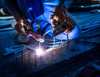 Man working on fire hydrant