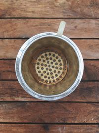 High angle view of coffee on table