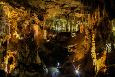 Close-up of illuminated cave