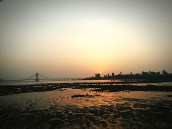 Scenic view of sea at sunset