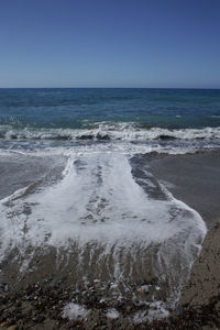 Scenic view of sea against clear sky