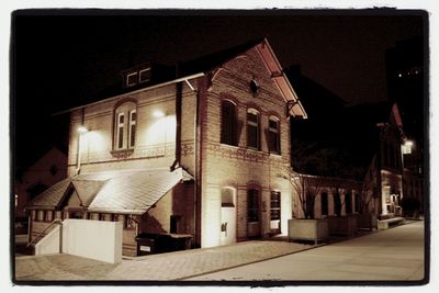 Illuminated buildings at night