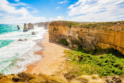 Scenic view of twelve apostles sea rocks