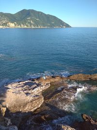 Scenic view of sea against clear sky