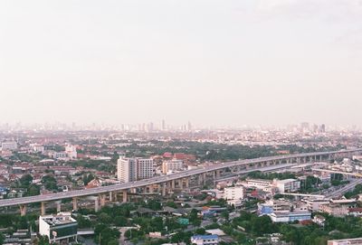 High angle view of buildings in city