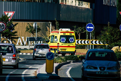 Traffic on road in city