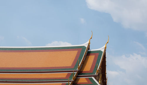 Low angle view of temple building against sky