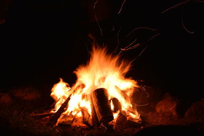 Close-up of bonfire at night