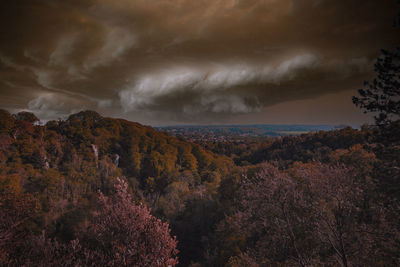 Scenic view of mountain against sky during autumn