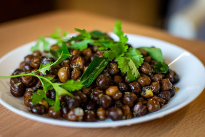 Close-up of meal served in plate