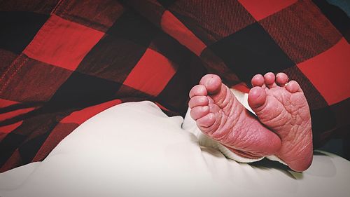Low section of man wearing shoes