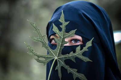 Close-up of woman wearing mask