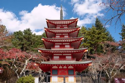 Low angle view of traditional building against sky