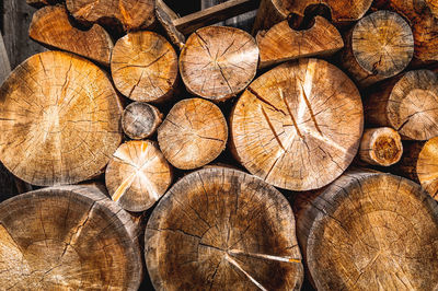 Full frame shot of logs